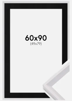 Ramme Globe Hvid 60x90 cm - Passepartout Sort 50x80 cm