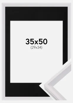 Ramme Globe Hvid 35x50 cm - Passepartout Sort 30x35 cm