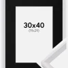 Ramme Globe Hvid 30x40 cm - Passepartout Sort 20x30 cm