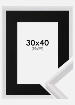 Ramme Globe Hvid 30x40 cm - Passepartout Sort 20x30 cm