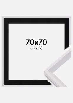 Ramme Globe Hvid 70x70 cm - Passepartout Sort 60x60 cm