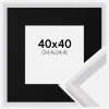Ramme Globe Hvid 40x40 cm - Passepartout Sort 10x10 inches