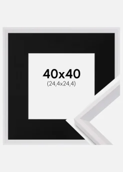 Ramme Globe Hvid 40x40 cm - Passepartout Sort 10x10 inches