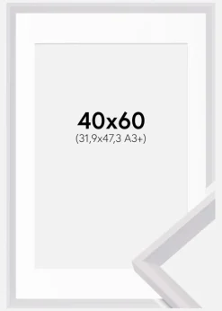 Ramme Globe Hvid 40x60 cm - Passepartout Hvid 32,9x48,3 cm (A3+)