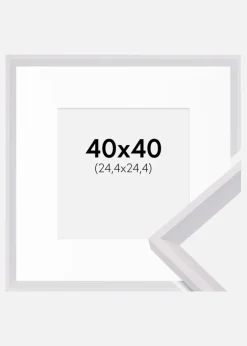 Ramme Globe Hvid 40x40 cm - Passepartout Hvid 10x10 inches