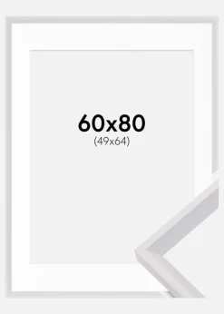 Ramme Globe Hvid 60x80 cm - Passepartout Hvid 50x65 cm