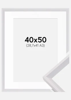 Ramme Globe Hvid 40x50 cm - Passepartout Hvid 29,7x42 cm (A3)