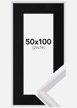 Ramme Globe Hvid 50x100 cm - Passepartout Sort 30x80 cm