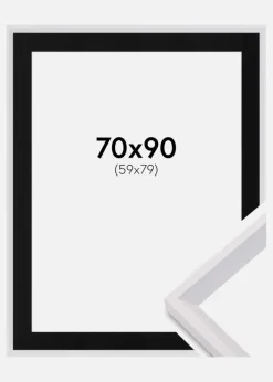 Ramme Globe Hvid 70x90 cm - Passepartout Sort 60x80 cm
