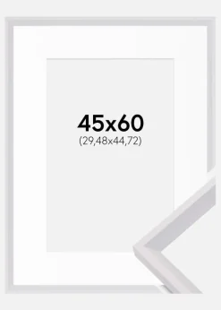 Ramme Globe Hvid 45x60 cm - Passepartout Hvid 12x18 inches