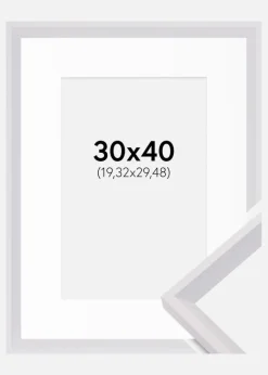 Ramme Globe Hvid 30x40 cm - Passepartout Hvid 8x12 inches