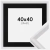 Ramme Globe Hvid 40x40 cm - Passepartout Sort 32x32 cm