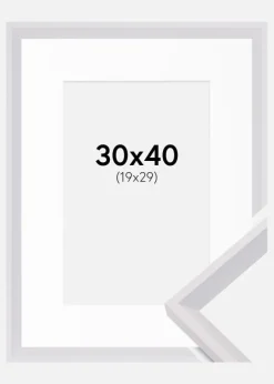 Ramme Globe Hvid 30x40 cm - Passepartout Hvid 20x30 cm