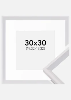 Ramme Globe Hvid 30x30 cm - Passepartout Hvid 8x8 inches