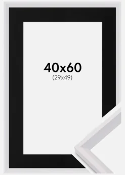 Ramme Globe Hvid 40x60 cm - Passepartout Sort 30x50 cm