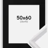 Ramme Globe Hvid 50x60 cm - Passepartout Sort 37x46 cm