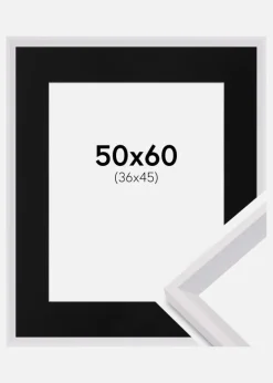 Ramme Globe Hvid 50x60 cm - Passepartout Sort 37x46 cm