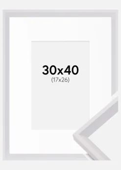 Ramme Globe Hvid 30x40 cm - Passepartout Hvid 18x27 cm