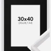 Ramme Globe Hvid 30x40 cm - Passepartout Sort 21x29,7 cm (A4)