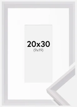 Ramme Globe Hvid 20x30 cm - Passepartout Hvid 10x20 cm