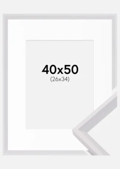 Ramme Globe Hvid 40x50 cm - Passepartout Hvid 27x35 cm