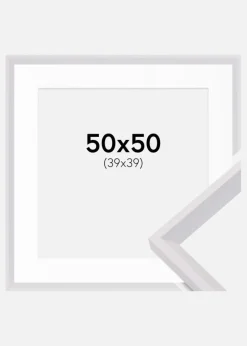 Ramme Globe Hvid 50x50 cm - Passepartout Hvid 40x40 cm