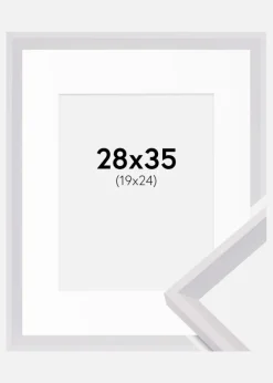 Ramme Globe Hvid 28x35 cm - Passepartout Hvid 20x25 cm