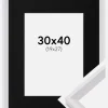 Ramme Globe Hvid 30x40 cm - Passepartout Sort 20x28 cm