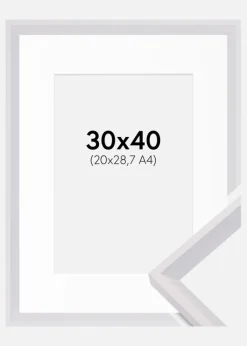 Ramme Globe Hvid 30x40 cm - Passepartout Hvid 21x29,7 cm (A4)