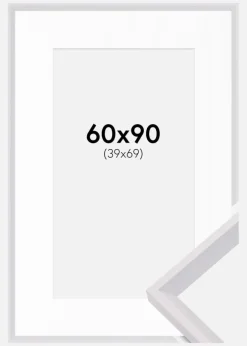 Ramme Globe Hvid 60x90 cm - Passepartout Hvid 40x70 cm