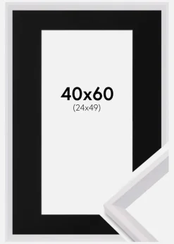 Ramme Globe Hvid 40x60 cm - Passepartout Sort 25x50 cm