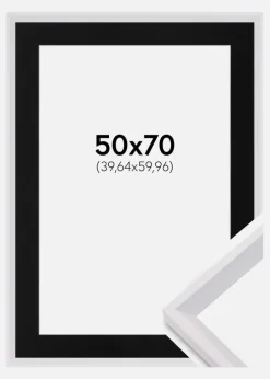 Ramme Globe Hvid 50x70 cm - Passepartout Sort 16x24 inches
