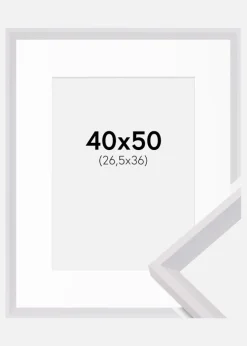 Ramme Globe Hvid 40x50 cm - Passepartout Hvid 27,5x37 cm