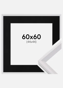 Ramme Globe Hvid 60x60 cm - Passepartout Sort 45x45 cm