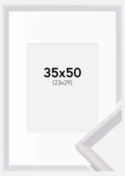 Ramme Globe Hvid 35x50 cm - Passepartout Hvid 24x30 cm