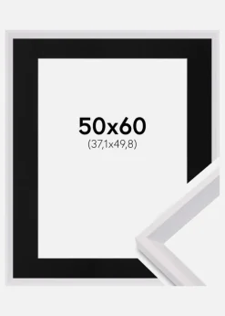 Ramme Globe Hvid 50x60 cm - Passepartout Sort 15x20 inches