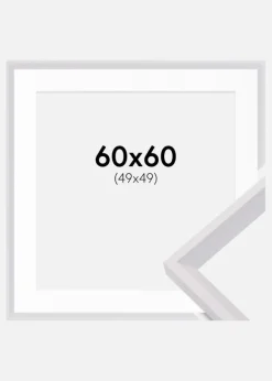 Ramme Globe Hvid 60x60 cm - Passepartout Hvid 50x50 cm