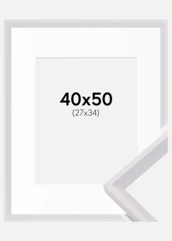 Ramme Globe Hvid 40x50 cm - Passepartout Hvid 28x35 cm