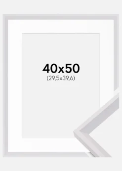 Ramme Globe Hvid 40x50 cm - Passepartout Hvid 12x16 inches