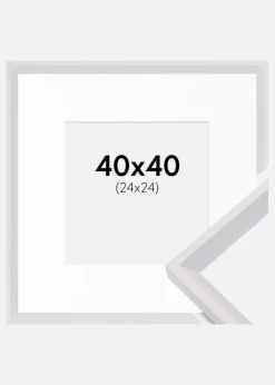 Ramme Globe Hvid 40x40 cm - Passepartout Hvid 25x25 cm
