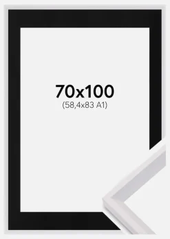 Ramme Globe Hvid 70x100 cm - Passepartout Sort 59,4x84 cm (A1)