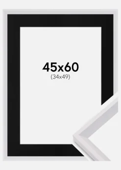 Ramme Globe Hvid 45x60 cm - Passepartout Sort 35x50 cm