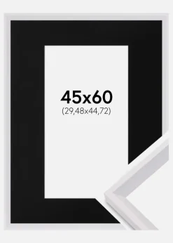 Ramme Globe Hvid 45x60 cm - Passepartout Sort 12x18 inches