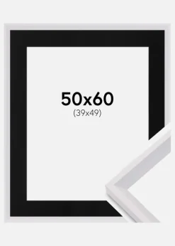 Ramme Globe Hvid 50x60 cm - Passepartout Sort 40x50 cm