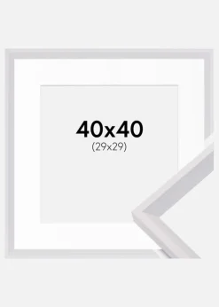 Ramme Globe Hvid 40x40 cm - Passepartout Hvid 30x30 cm