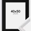 Ramme Globe Hvid 40x50 cm - Passepartout Sort 30x40 cm