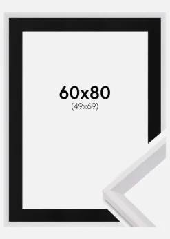 Ramme Globe Hvid 60x80 cm - Passepartout Sort 50x70 cm