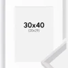 Ramme Globe Hvid 30x40 cm - Passepartout Hvid 21x30 cm