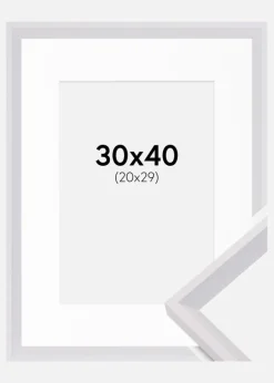 Ramme Globe Hvid 30x40 cm - Passepartout Hvid 21x30 cm