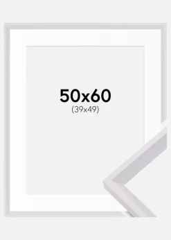 Ramme Globe Hvid 50x60 cm - Passepartout Hvid 40x50 cm